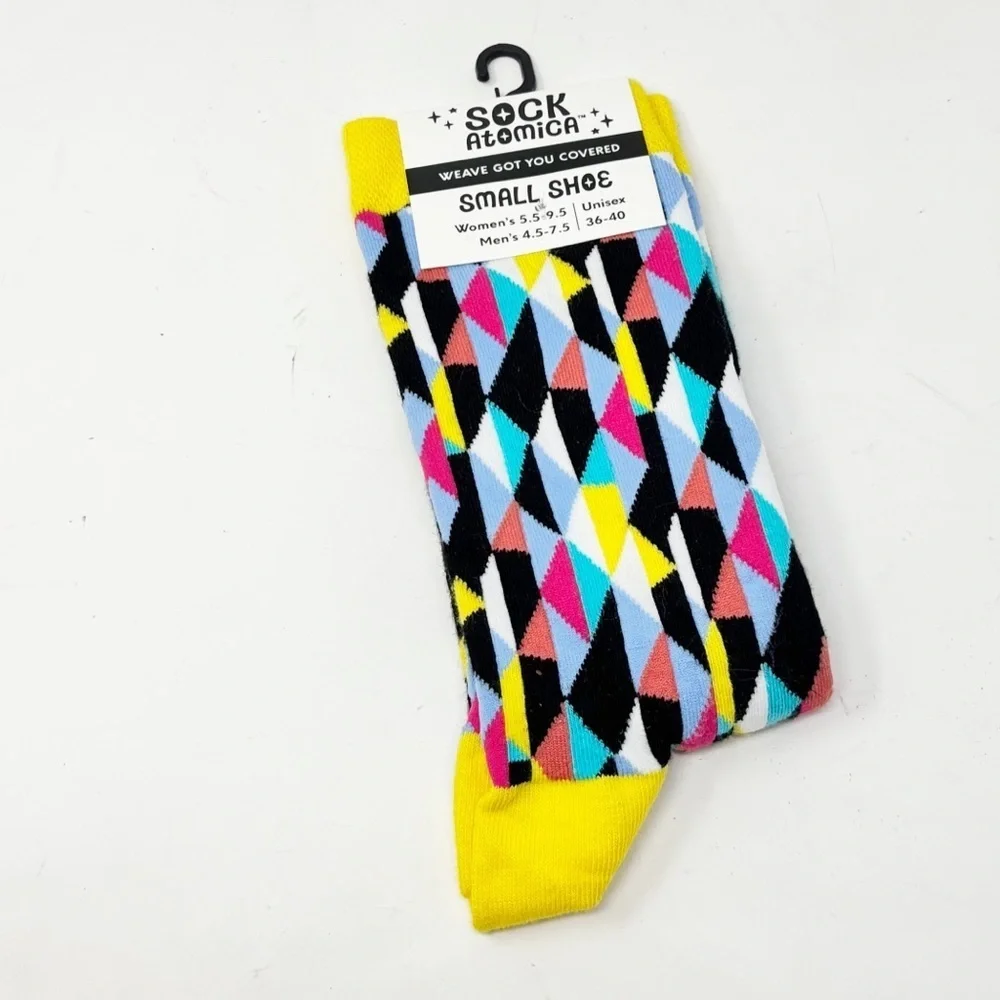 New SOCK ATOMICA Women’s Multicolor Geometric Print Mid Calf Socks 5.5 - 9.5